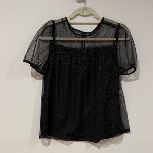 J. Crew Black Sheer Blouse with Sparkle